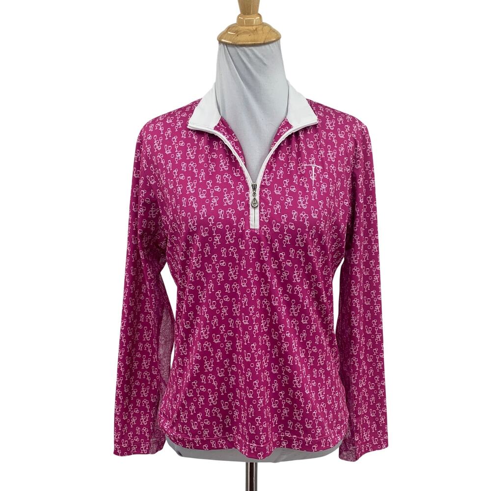 SanSoleil Shirt Womens S Small Multi Quarter Zip Mesh Long Sleeve UPF 50 Top